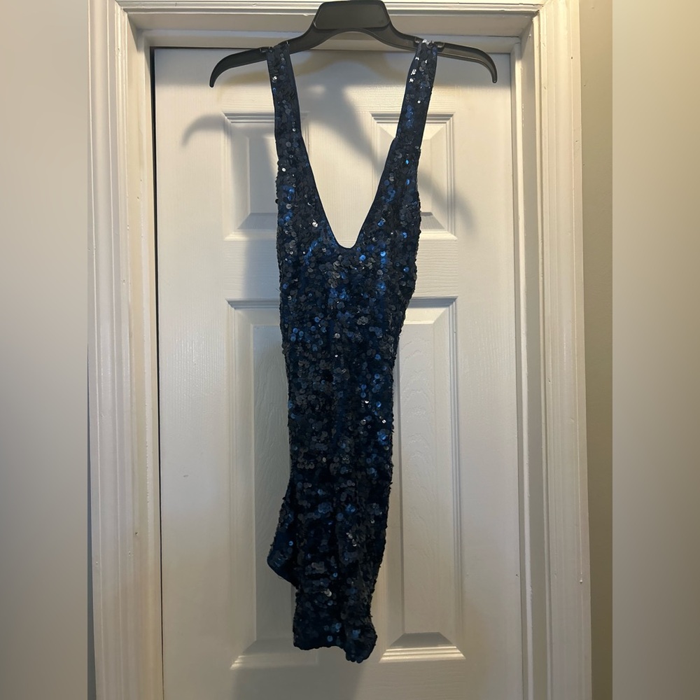 French Connection Midnight Blue Sequin Gown